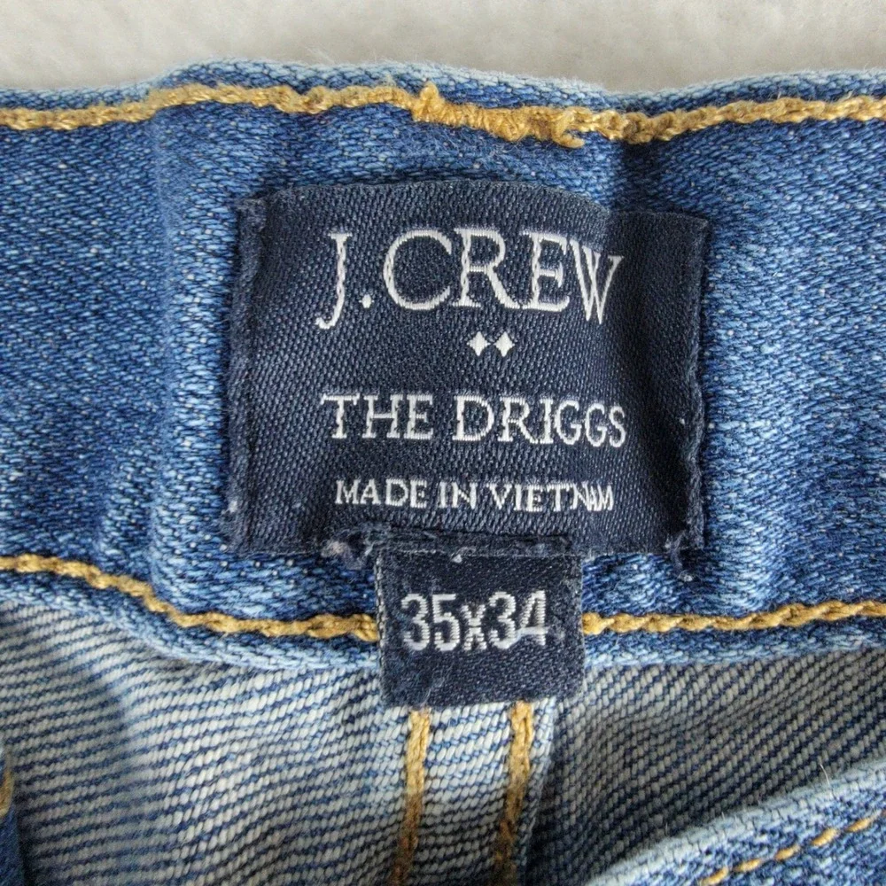 J Crew Mens The‎ Driggs Jeans Slim Fit Distressed Blue Denim Casual Pants 35x34